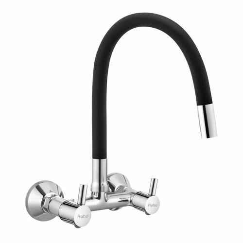 Ruhe Kara Wall-mount Kitchen Sink Mixer Tap with Black Silicone Spout