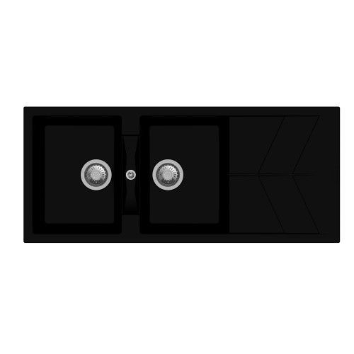 Carysil Quartz Jazz D200 46 x 20 Inch Nera Double Bowl Kitchen Sink with Drainer