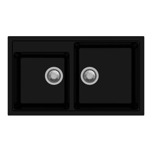 Carysil Vivaldi Quartz Double Bowl Kitchen Sink 34 x 20 Inch Nera