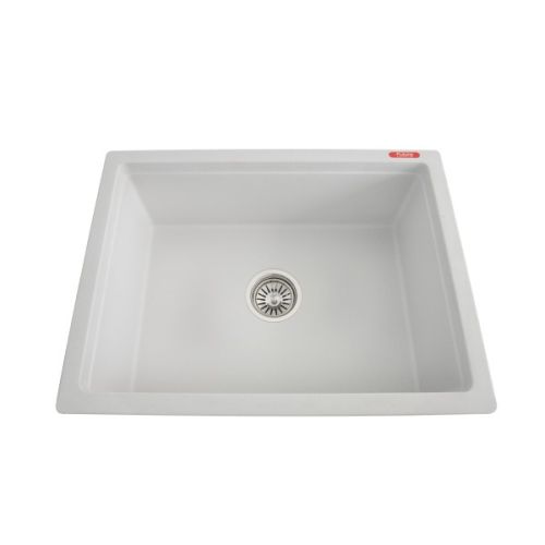 Futura Natural Quartz Single Bowl Kitchen Sink 24 x 18 Inch White
