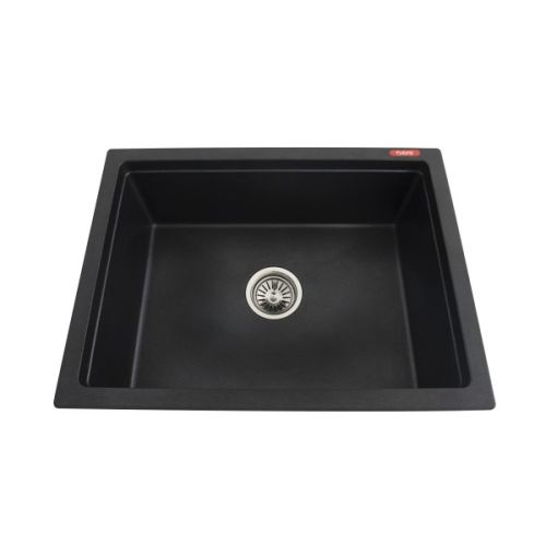 Futura Natural Quartz Single Bowl Kitchen Sink 24 x 18 Inch Black