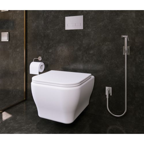 Hindware Glamour Element Plus Wall Mounted Closet - Matte White Finish, Rimless Flushing with Duroplast Soft Close Seat (92566)