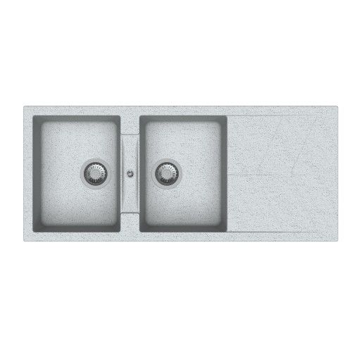 Carysil Quartz Jazz D200 46 x 20 Inch Crater Double Bowl Kitchen Sink with Drainer