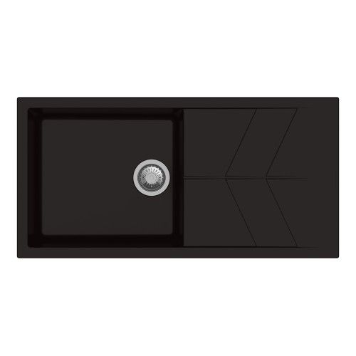 Carysil Quartz Jazz D100L 40 x 20 Inch Nera Single Bowl Kitchen Sink with Drainer