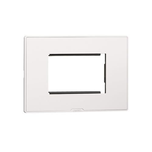Legrand Myrius 3 Module Cover Plate with Support Frame (White) - New Nextgen Design - Linear Horizontal Grid