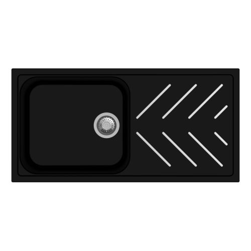 Carysil Beethoven Steel Inlays Quartz Single Large Bowl Sink with Drainer