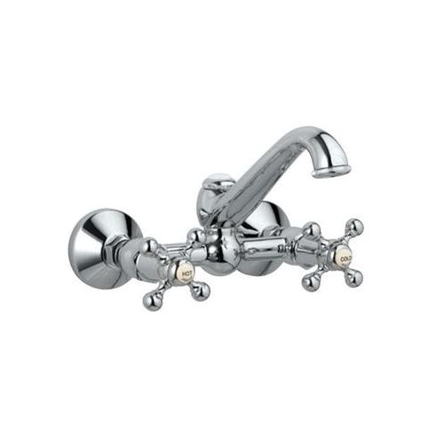 Jaquar Queens Sink Mixer With Regular Swinging Spout (Wall Mounted Model) With Connecting Legs & Wall Flanges