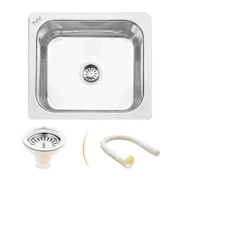 Ruhe Single Bowl Kitchen Sink (21 x 18 x 8 Inches) - Silver