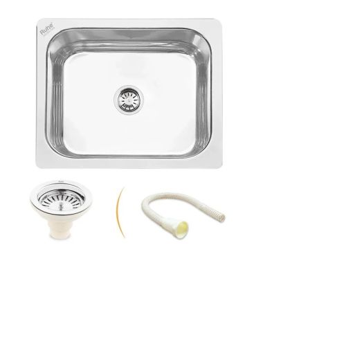 Ruhe Single Bowl Kitchen Sink (26 x 20 x 9 Inches) - Silver