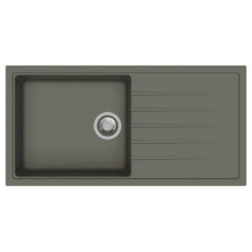 Carysil Vivaldi D100 L 40 x 20 Inch Concrete Quartz Single Bowl Kitchen Sink with Drainer