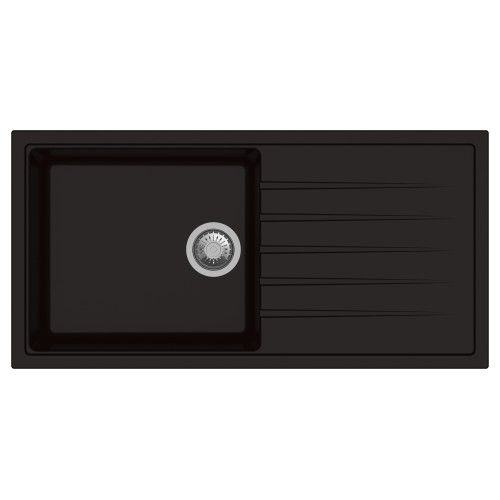 Carysil Vivaldi D100 L 40 x 20 Inch Espresso Quartz Single Bowl Kitchen Sink with Drainer