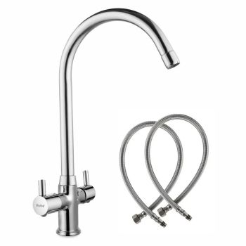 Ruhe Kara Deck-mount Wash Basin Mixer Tap with Large Swivel Spout (20")
