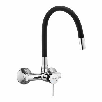 Ruhe Kara Single Lever Wall-mount Kitchen Sink Mixer Tap with Black Silicone Spout