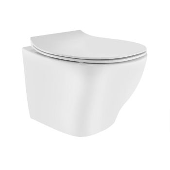 Jaquar Arc Rimless Wall Hung WC with Blind Installation & Slim UF Soft-Close Seat - White (ACS-WHT-87953BIUFSM)