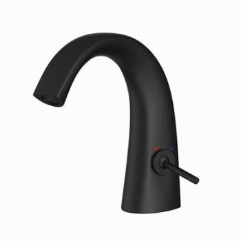 Jaquar Arc Joystick Basin Mixer Without Popup Waste With 450Mm Long Braided Hoses Black Matt
