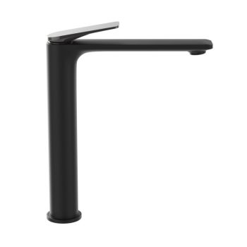 Jaquar Laguna Tall Boy Basin Mixer - Black Chrome Lever & Matte Black Body, High-Rise Single Lever Tap for Countertop Sinks (LAG-BBC-91005BWF)