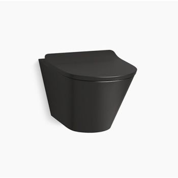 Kohler Brazn Rimless Wall Hung Toilet with Quiet-Close UF seat cover in Honed Black(K-21748IN-HB1)