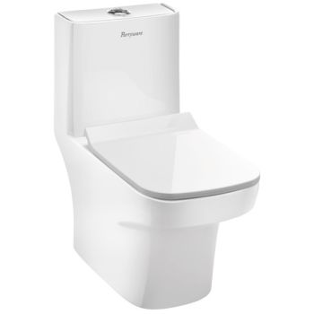 Parryware Apex Rimless Single Piece Toilet - S-Trap 220mm (9 Inch) Water Closet with Slim Soft Close Seat Cover, White