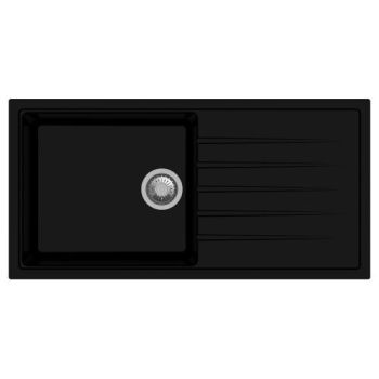 Carysil Quartz Vivaldi D100 L 36 x 18 Inch Nera Single Bowl Kitchen Sink with Drainer