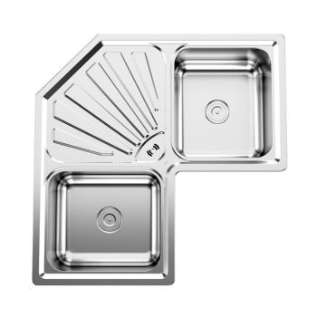 Cera Nico Satin Finish Double Bowl Sink With Drain Board