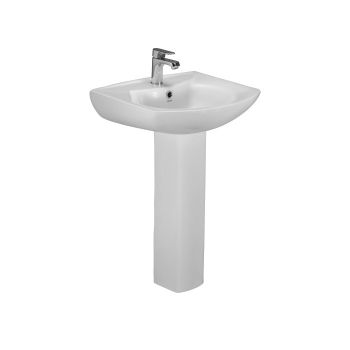 Cera Calvina Wall Hung Wash Basin With Full Pedestal Snow-White