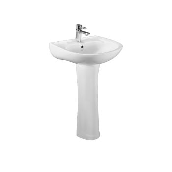 Cera Cargo Wall Hung Wash Basin With Full Pedestal Snow-White