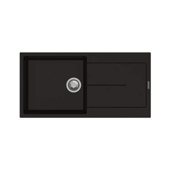 Carysil Quartz Enigma D100L 40 x 20 Inch Nera Single Bowl Kitchen Sink with Drainer