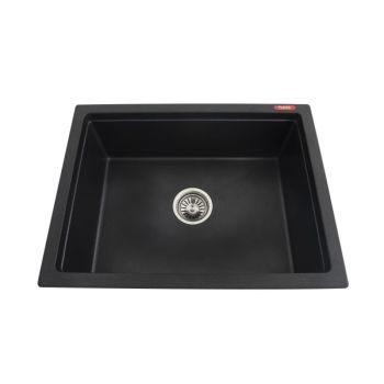Futura Natural Quartz Single Bowl Kitchen Sink 21x18x8 Inch Black