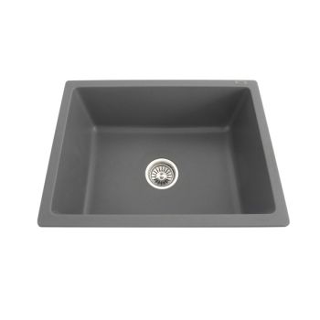 Futura Natural Quartz Single Bowl Kitchen Sink 21x18x8 Inch Grey
