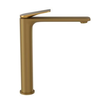 Jaquar Laguna Dual-Tone Gold PVD Tall Boy Basin Mixer - Matt & Bright Gold Single Lever Faucet for Countertop Sinks (LAG-GMG-91005BWF)