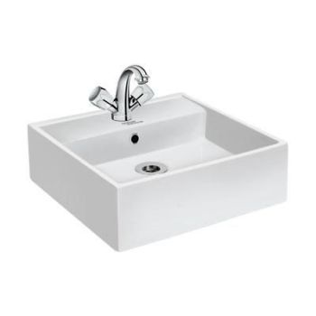 Hindware Inox Over Counter Basin 385 x 385 x 130 mm Starwhite (91050)
