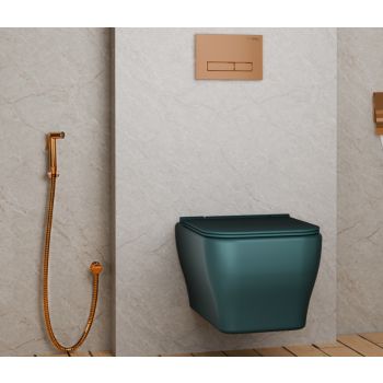 Hindware Glamour Element Plus Wall Mounted Closet - Matte Pine Finish, Rimless Flushing with Duroplast Soft Close Seat (92566)