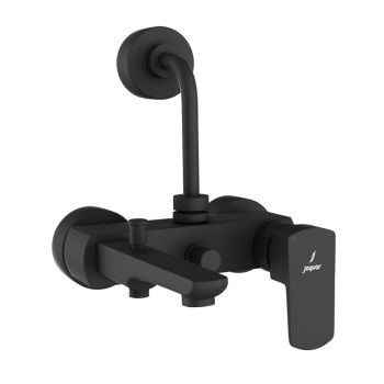 Jaquar Kubix Prime 3-in-1 Wall Mixer - Black Matt Finish - KUP-BLM-35125PM - Square Design with 115mm Bend Pipe