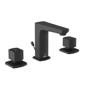 Jaquar Kubix Prime 3-Hole Basin Mixer with Popup Waste System - Black Matt (KUP-BLM-35191PM)