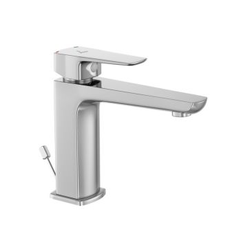 Jaquar Kubix Prime Single Lever Basin Mixer with Pop-up Waste & 450mm Braided Hoses - Chrome (KUP-CHR-35051BPM)