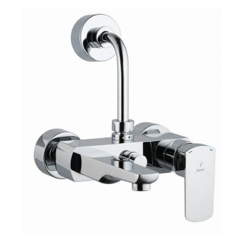 Jaquar Kubix Prime Single Lever Wall Mixer with 115mm Upper Bend Pipe for Overhead Shower - Chrome (KUP-CHR-35117PM)