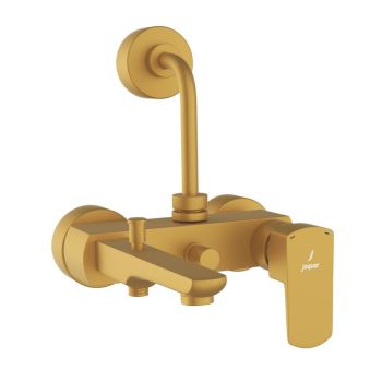 Jaquar Kubix Prime 3-in-1 Single Lever Wall Mixer with Hand & Overhead Shower Provision - Gold Matt PVD Finish (KUP-GMP-35125PM)