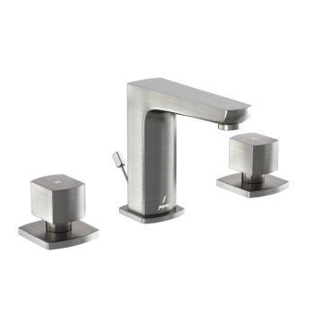 Jaquar Kubix Prime 3-Hole Basin Mixer with Popup Waste System - Stainless Steel (KUP-SSF-35191PM)