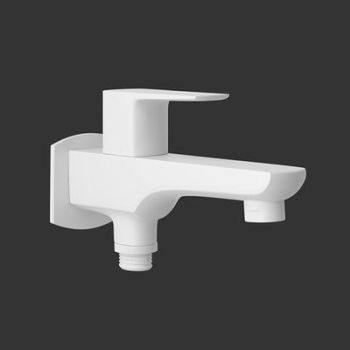 Jaquar Kubix Prime 2 Way Bib Cock With Wall Flange White Matt