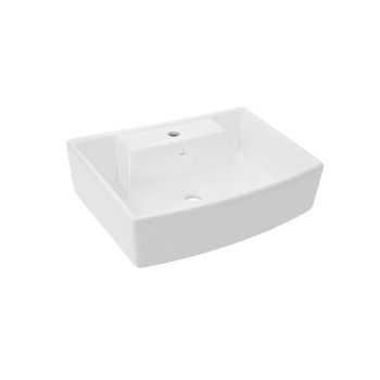 Jaquar Kubix Prime Wall Hung Wash Basin - 600x435x185 mm - White Rectangular Sink with Fixing Accessories (KUS-WHT-35801PM)