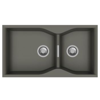Carysil Quartz Largo 3620 Double Bowl Kitchen Sink Concrete