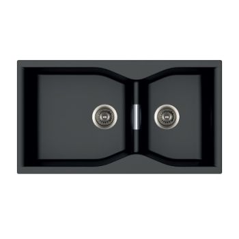 Carysil Quartz Largo 3620 Double Bowl Kitchen Sink Metallic Nera