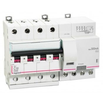 Legrand DX³ RCBO 16A Four Pole 30mA (415V AC) - C Curve 6kA 4-Module Safety Switch