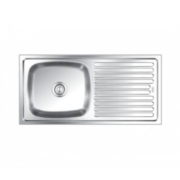 Nirali Bg Elegance 304 Stainless Steel  Kitchen Sink Single Bowl with Drain Board Glossy