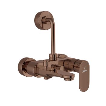 Jaquar Opal Prime 3-in-1 Wall Mixer - Blush Gold PVD Finish - OPP-BGP-15125PM - Complete with 115mm Bend Pipe & Legs