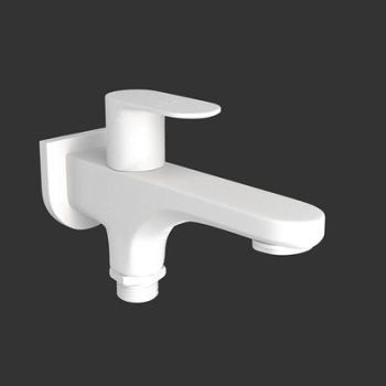 Jaquar Opal Prime 2 Way Bib Cock With Wall Flange White Matt