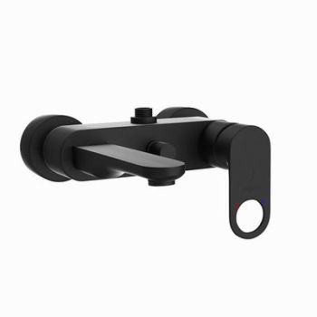 Jaquar Ornamix Prime Single Lever Wall Mixer With Provision For Connection To Exposed Shower Pipe With Connecting Legs & Wall Flanges Black Matt