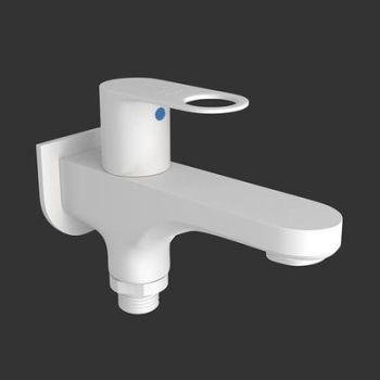 Jaquar Ornamix Prime 2 Way Bib Cock With Wall Flange White Matt