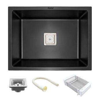 Ruhe Quartz Single Bowl Kitchen Sink (24 x 18 x 9 Inches) - Black