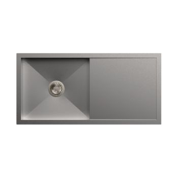 Carysil Quadro Classic 36x18x8 Inch Single Bowl Kitchen Sink with Drainer - SS-304 Matt Finish (0.8mm Thickness)